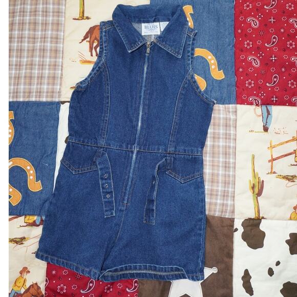 Vintage Y2K WTG Blues Denim Vest Girls Size 10/12 Zip Up Sleeveless Jean Top - Picture 5 of 5